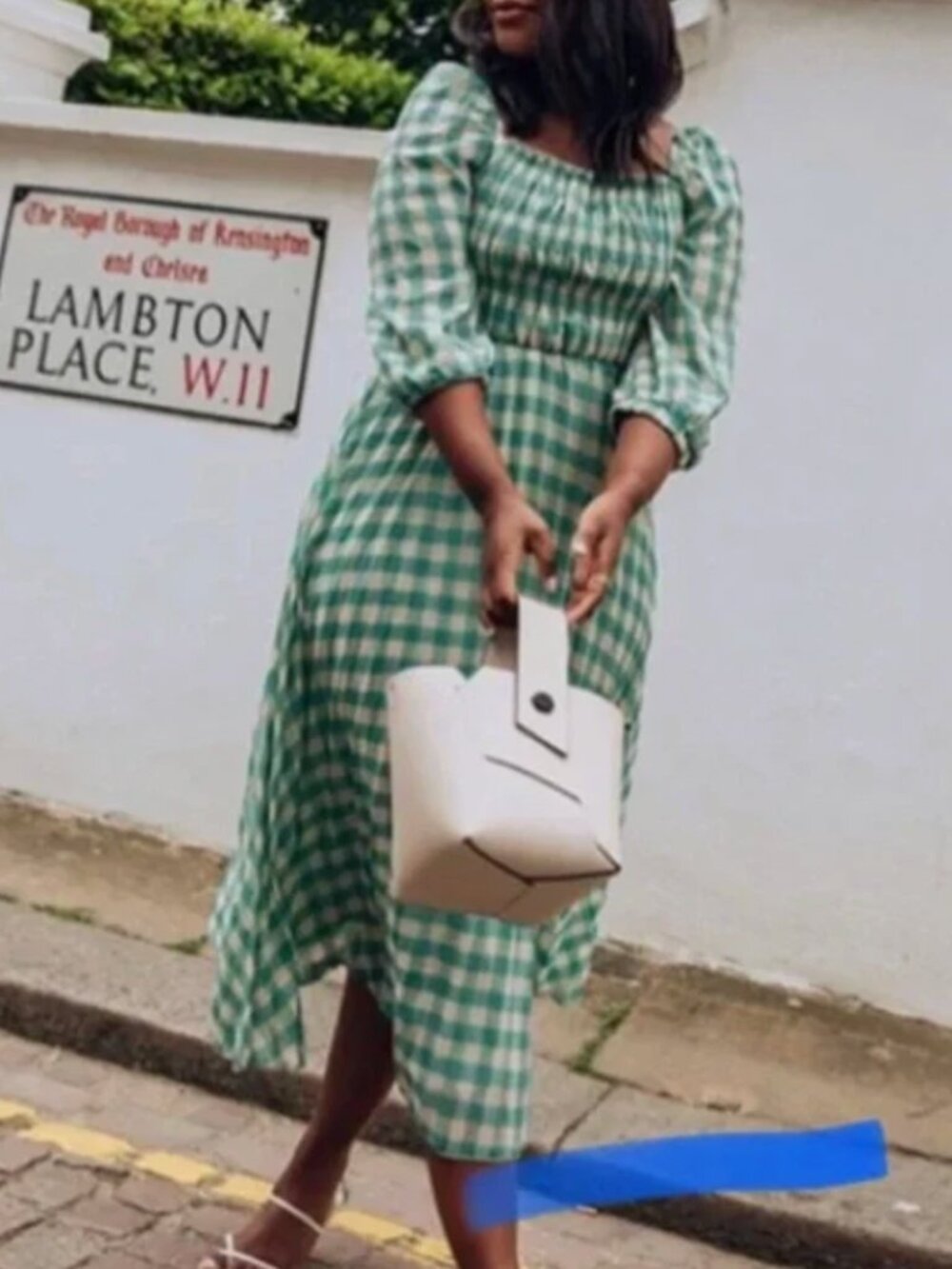 Asos Pastel Green Gingham Midi Dress Size US14